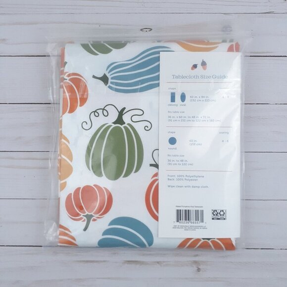 Vinyl Tablecloth 60 in Round Fall Halloween Mabel Pumpkin Picnic Party Camping - Picture 2 of 2